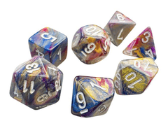 Chessex Dice: 7 Set Polyhedral Mini Festive Carousel White CHX20440